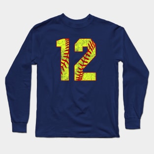 Fastpitch Softball Number 12 #12 Softball Shirt Jersey Uniform Favorite Player Biggest Fan Long Sleeve T-Shirt